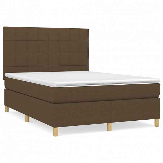 vidaXL Box spring postel s matrací tmavě hnědá 140x200 cm textil