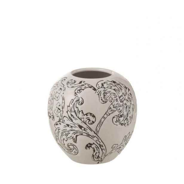 Bílo-černá porcelánová váza s květy Zen Ball – 11*11*11 cm J-Line by Jolipa