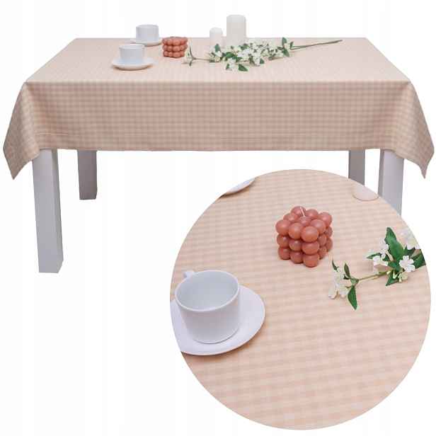 Dekorativní ubrus Palermo 220x140 Mřížka Béžová