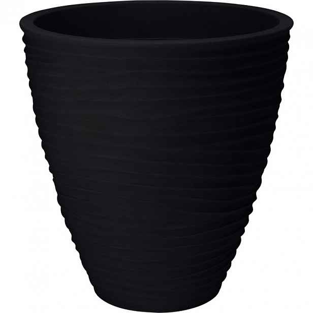 Květináč obal na květináč plastový antracit pruhovaný 40 cm 1 Ks