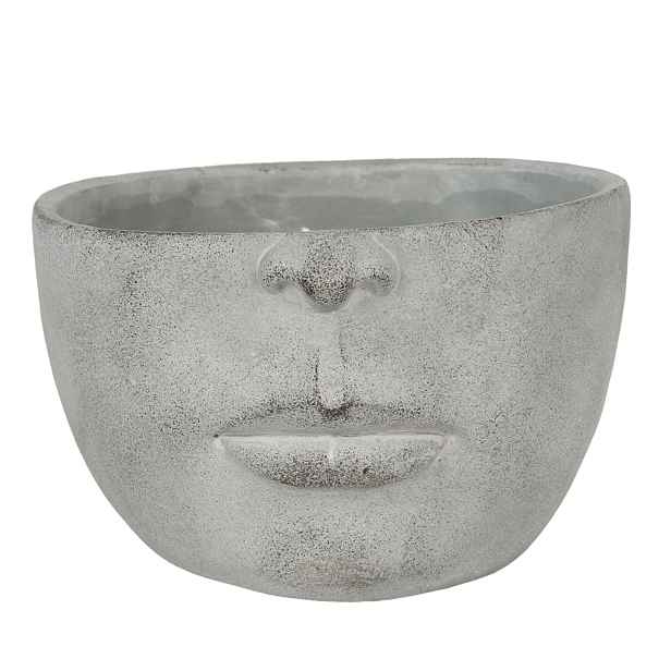 Šedý květináč hlava s ústy - 24*23*15 cm Clayre & Eef