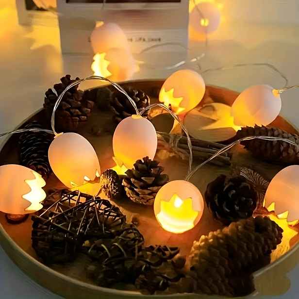 TEMU Sada 10 LED světel ve tvaru vajec s efektem praskající skořápky, ideální pro velikonoční dekorace, večírky s vejci, slavnostní výzdobu, vnitřní