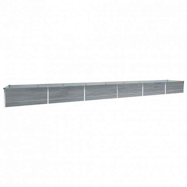 vidaXL Vyvýšený záhon pozinkovaná ocel 600 x 80 x 45 cm šedý