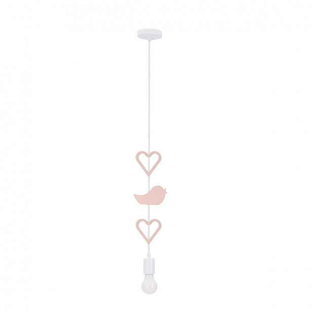 Závěsné svítidlo do dětského pokoje HEART - 1xE27, 20W, růžové / bílé