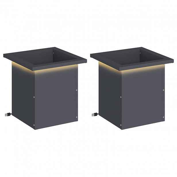 vidaXL Zahradní truhlík s LED osvětlením 2 ks Antracitová