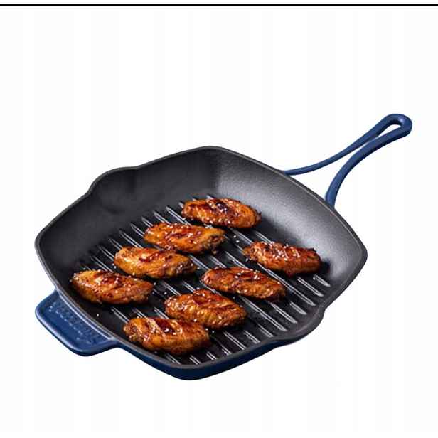 Amercook Pánev 28cm litinová/grilovací/Smaltovaná nepřilnavá, odolná