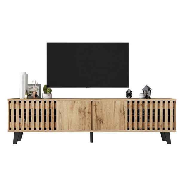 Modenvie NÍZKÁ komoda z dřevotřísky, 180/40/55 cm, přírodní barva, pro TV do 70 palců