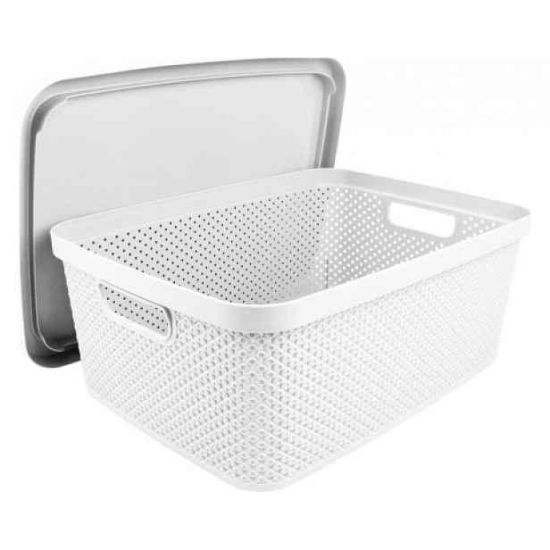 Úložný box s víkem Diamond 13 l, černý/bílý