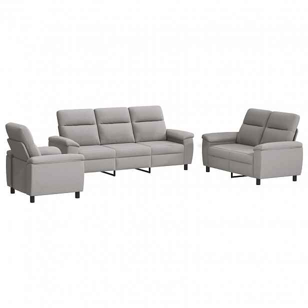 vidaXL Set pohovek 3 pcs Oblačno šedá Textil
