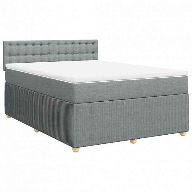 vidaXL Box spring postel s matrací světle šedá 140 x 190 cm textil