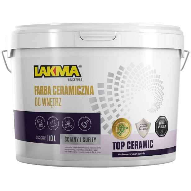 Barva Keramická emulze Bílá Matná Top Ceramic Lakma 10 L