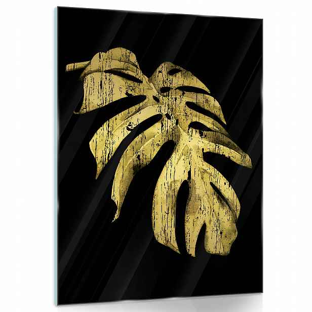 Skleněný obraz zlatý list monstera 80x60
