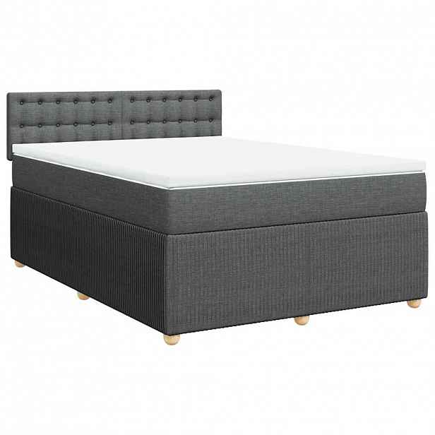 vidaXL Box spring postel s matrací tmavě šedý 140 x 190 cm textil