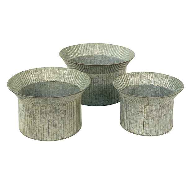 3ks šedý antik dekorační obal na květináč - Ø 40*23 / Ø 34*21 / Ø 28*19 cm Clayre & Eef
