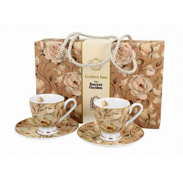 Duo.2 Šálky na espresso English Roses Cream Golden Line