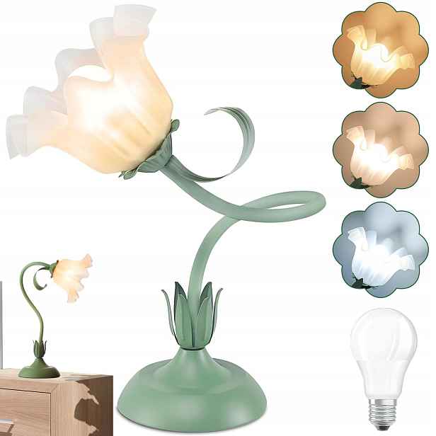 Skleněná Stolní Lampa S Žárovkou V Sadě 3 Barev Světla Flexibilní 360