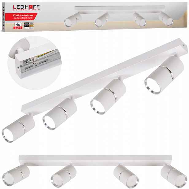 stropní svítidlo Led Spot halogenová lampa 4x GU10 Tuba Bílá stříbrná