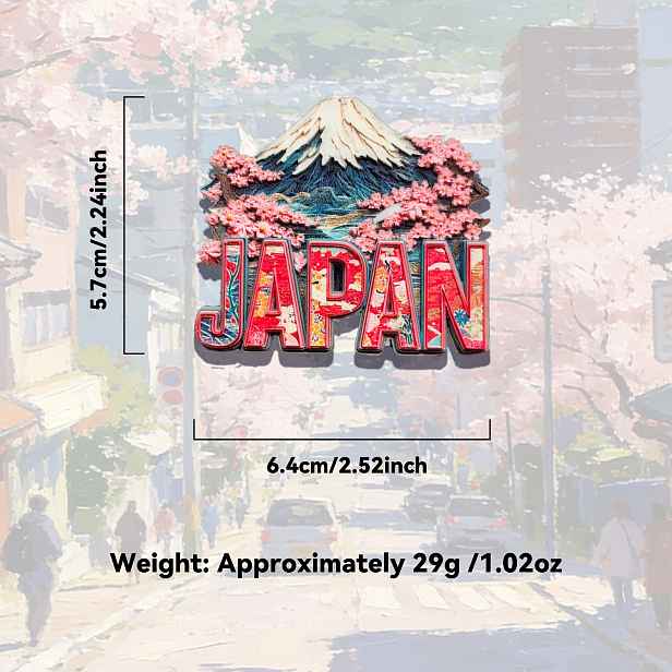 TEMU 1ks Japonský turistický pamětihodnost Magnet na lednici s pohledem na Fuji a sakury, 3D kreativní reliéfní pryskyřičné řemeslo, vysoce kvalitní