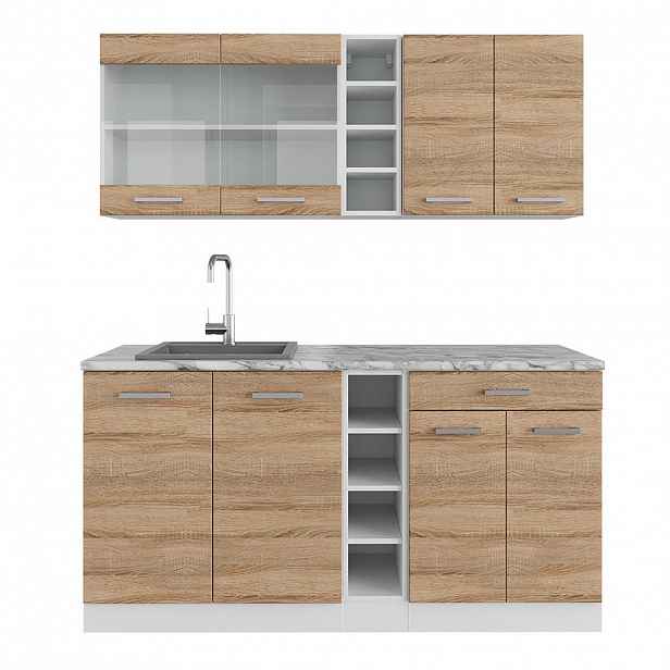 Vicco JEDNOTKOVÁ KUCHYNĚ R-Line Sonoma/bílá 160 cm s pracovní deskou