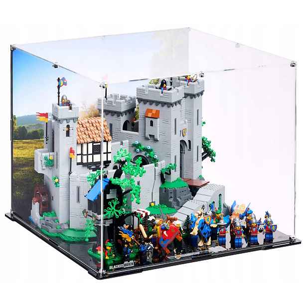 Vitrína s pozadím Blacked Brick pro Lego 10305 Icons Zámek rytířů erbu Lev