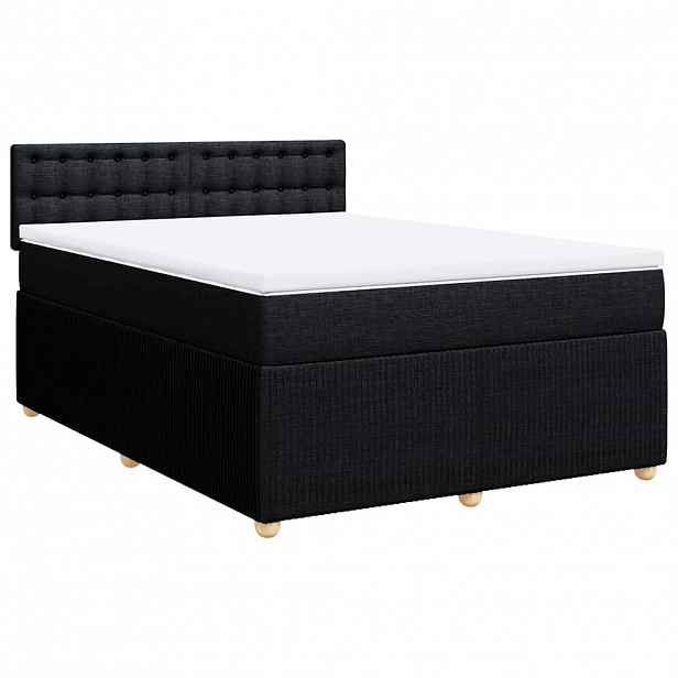 vidaXL Box spring postel s matrací černá 140 x 190 cm textil