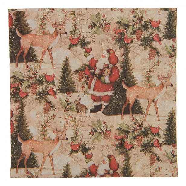 Béžové papírové ubrousky Santa Claus - 33*33 cm (20ks) Clayre & Eef
