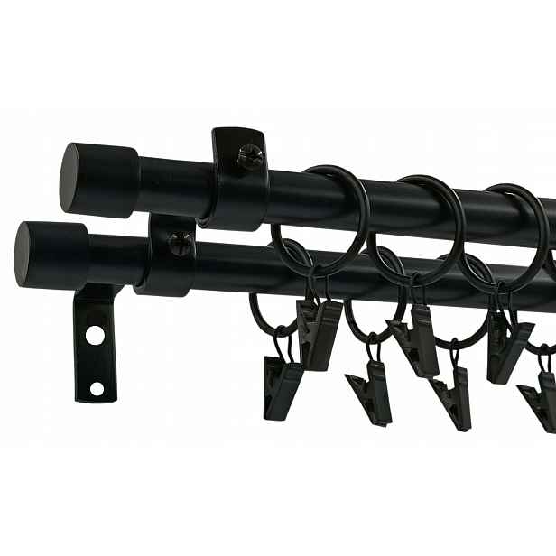 Dvojitá Garnýž Loft Černá Ø16+16mm Luna 300cm