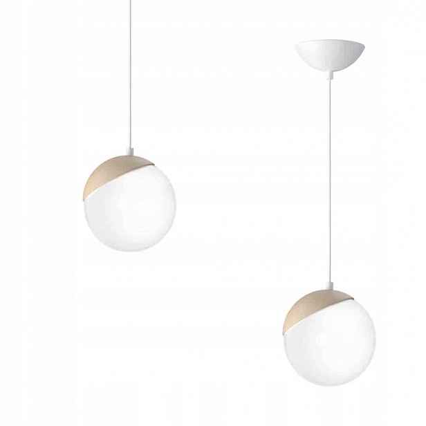 Milagro Závěsná lampa Sfera Wood Bílá 1xE14 Kula Dřevo Sklo Nastavitelná M