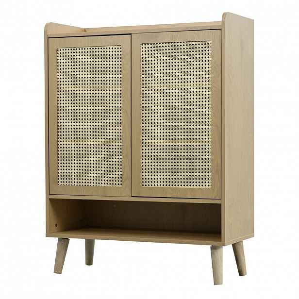 Modfu BOTNÍK z dřevotřísky 80x35x105 cm světlý dub se 2 dvířky, 5 policemi a bezúchytovým otevíráním