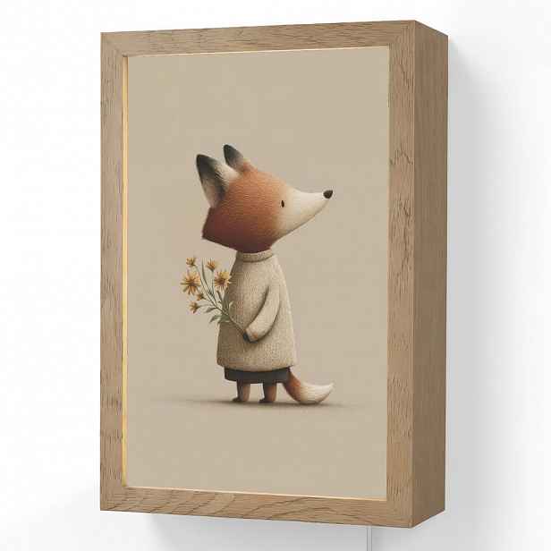 OnlyWow NÁSTĚNNÁ LAMPA Liška - Žluté květy - Minimalistický 20x30 cm
