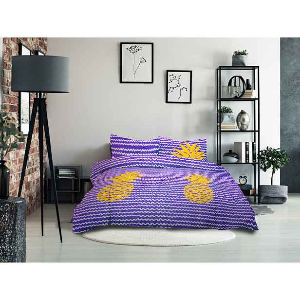 Povlečení z mikrovlákna PINEAPPLE fialové Rozměr povlečení: 2 ks 80 x 80 cm | 200 x 220 cm
