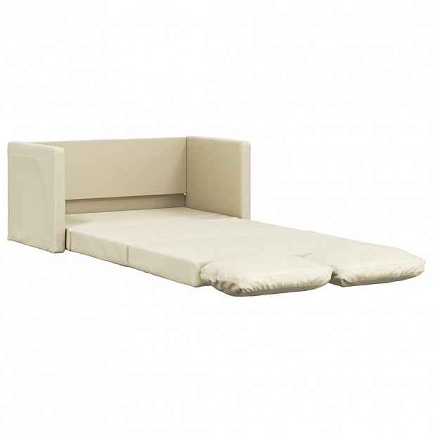 vidaXL Podlahová rozkládací pohovka 2v1 krémová 112x174x55 cm koženka