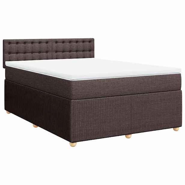 vidaXL Box spring postel s matrací tmavě hnědá 140x190 cm textil