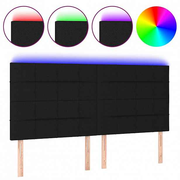 vidaXL Čelo postele s LED černé 200x5x118/128 cm textil