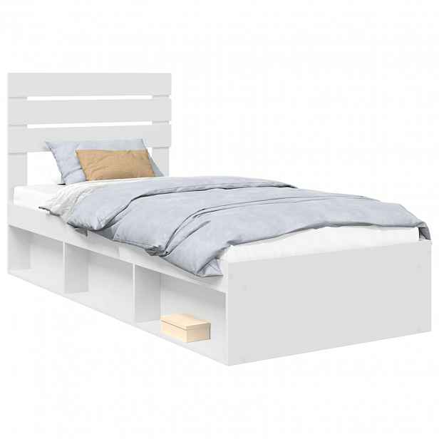 vidaXL Rám postele s čelo Bílá 100 x 200 cm Masivní borové dřevo