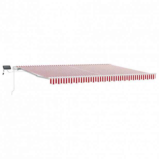 vidaXL Stahovací markýza Červená a Bílá 450 × 300 cm Látka a hliník