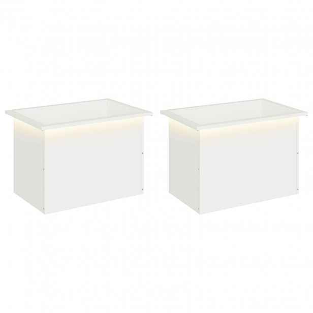 vidaXL Zahradní truhlík s LED osvětlením 2 ks Bílá 40 × 60 × 40 cm