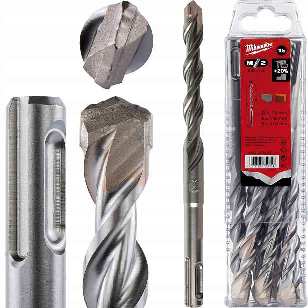 Vrtáky betonu Sds Plus 12 x 160/210 mm 10 ks Milwaukee M2