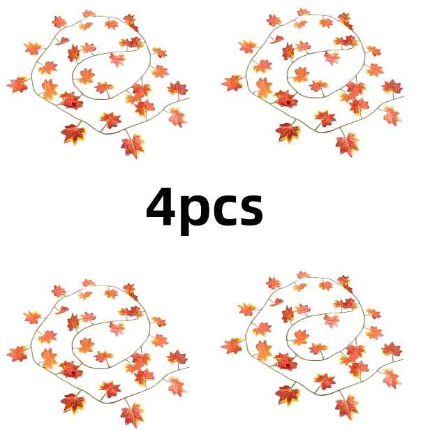 TEMU 4 ks, Celková délka přibližně 960 cm / 377,95 palců, Umělý javorový červeno-oranžovo-žlutý gradient, Pletivová podzimní závěsná javorová