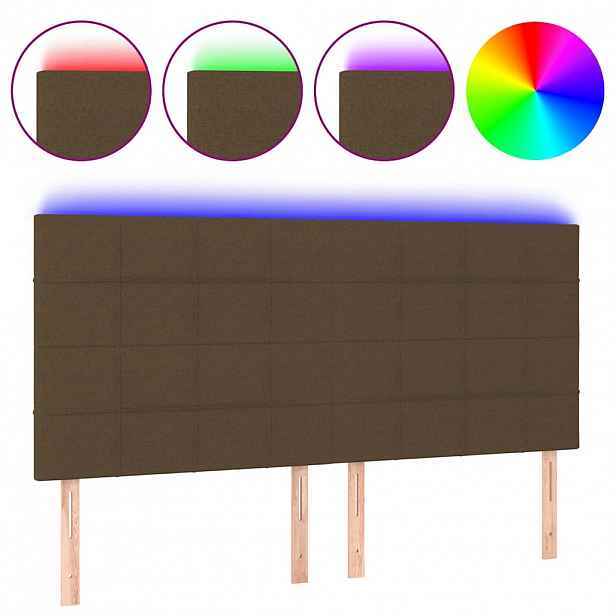 vidaXL Čelo postele s LED tmavě hnědá 200x5x118/128 cm textil