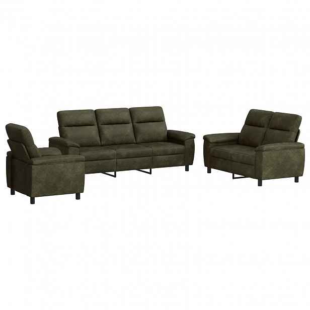vidaXL Set pohovek 3 pcs Hnědá Umělá semišová kůže