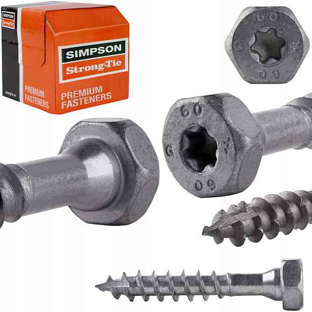 Tesařské vruty 10x60 mm 50 ks s šestihrannou hlavou Torx Simpson Ssh