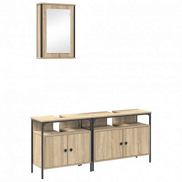 vidaXL Sada koupelnového nábytku 3 ks Hnědá 80 x 30 x 60 cm