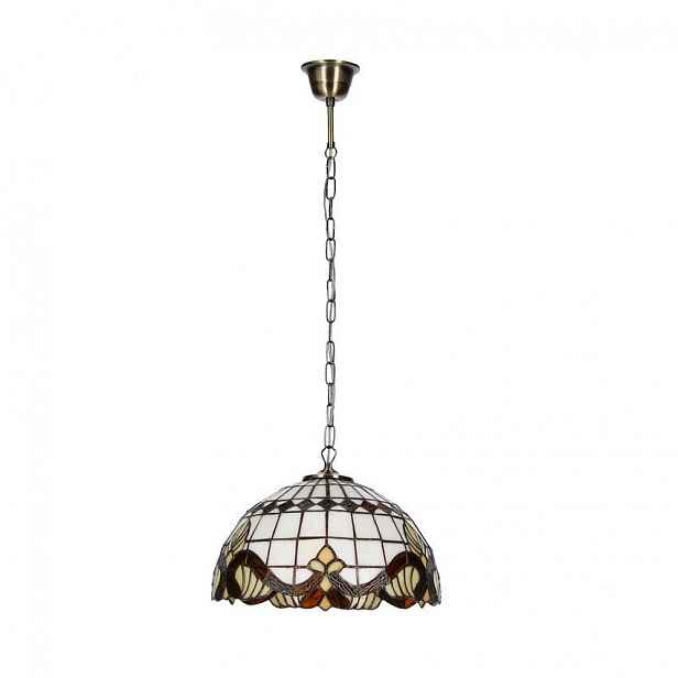 Vitrážový závěsný lustr MARSALA - 1xE27, 60W, 30cm, kulatý, černý / různobarevný