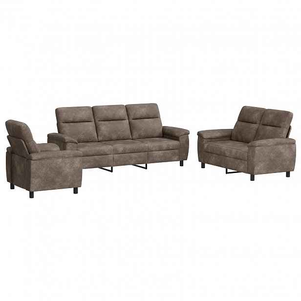 vidaXL Set pohovek 3 pcs Světle šedá Umělá semišová kůže