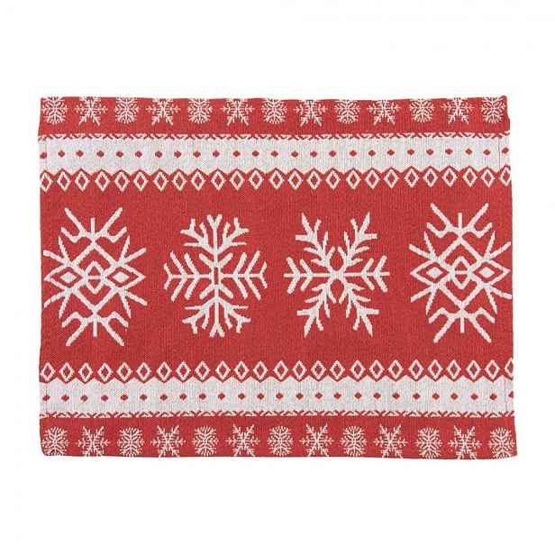 6ks červené látkové prostírání se sněhovými vločkami - 33*45 cm Clayre & Eef