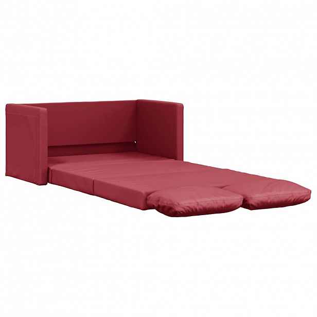 vidaXL Podlahová rozkládací pohovka 2v1 vínová 112x174x55cm umělá kůže