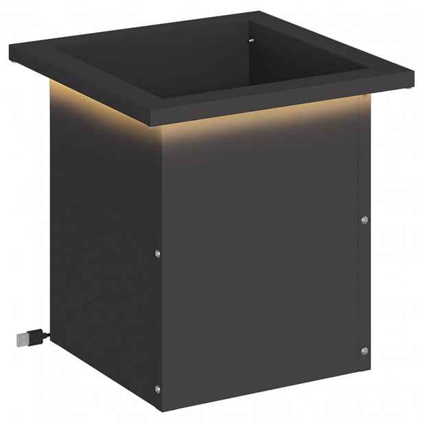 vidaXL Zahradní truhlík s LED osvětlením Černá 30 x 30 x 30 cm Ocel