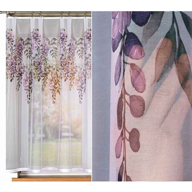 Wisteria hotová záclona, tištěná, vel 400 x 150 cm (s lemováním)