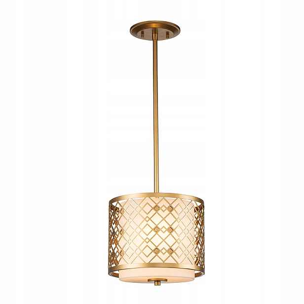 Závěsná lampa Art Deco zlatá kulatá 25 cm do obývacího pokoje jídelny Elstead